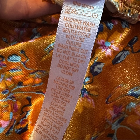NEW Savage Fenty Psychedelic Velvet Slip Mini Dress Open Back M Orange Floral - Picture 13 of 14